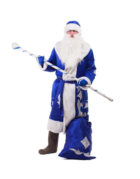 Photo father christmas in blue costume