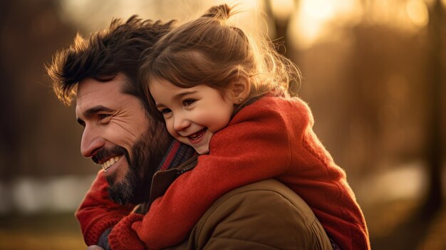 Foto il padre e la figlia allegri e felici