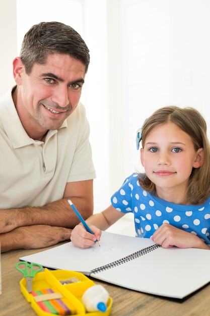 Father and daughter coloring