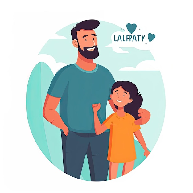 father and daughter flat illustration