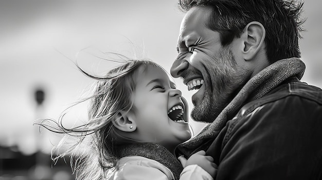 Father and daughter laughing and enjoying weekend