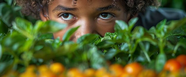 Photo father and daughter looking through pepper slices