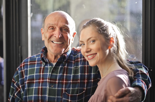 Photo father and daughter portrait at home