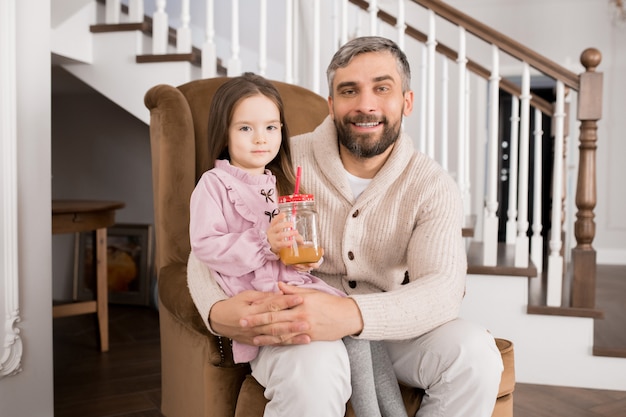 Father and Daughter Posing