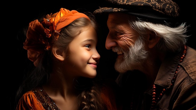 father and daughter sitting in a garden