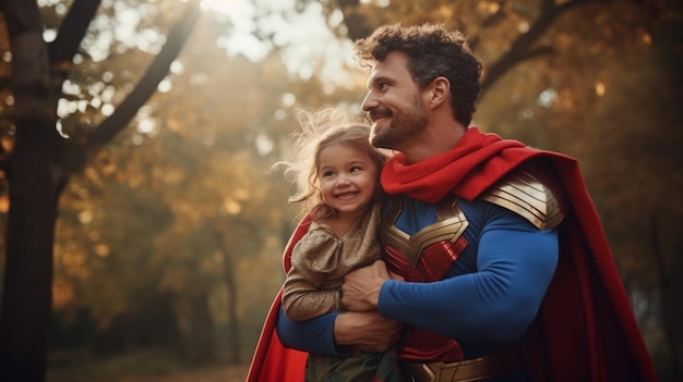 a father and daughter stand on a mountain with the words superman on the back Happy fathers day