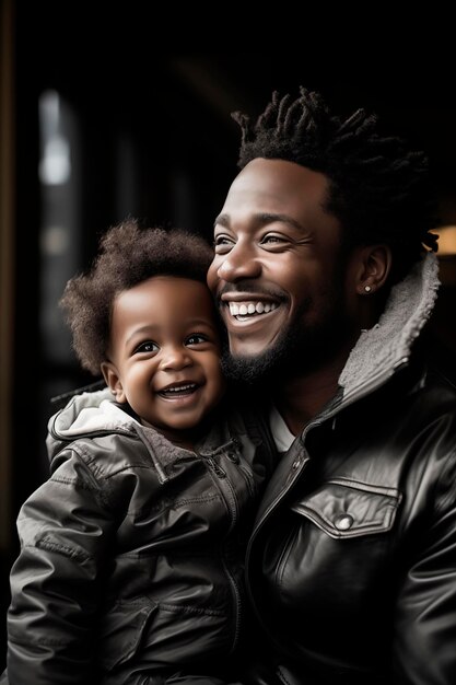 Photo father enjoying time with his daughter smiling and being happy