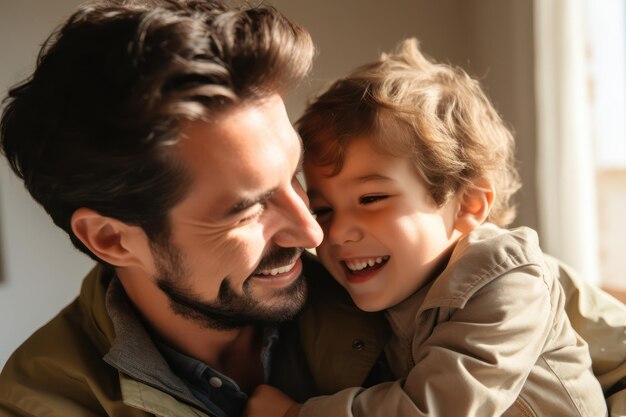 Father having fun with his son outdoor