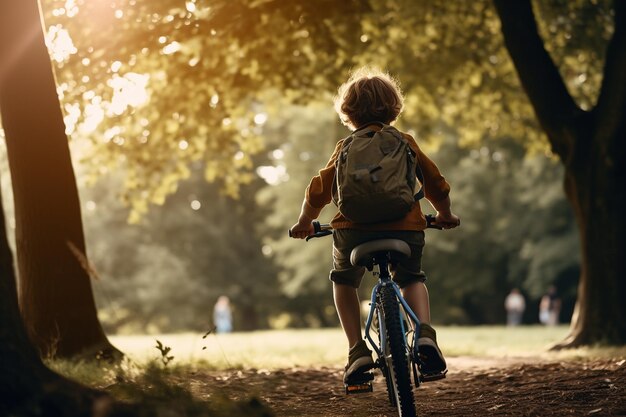 Father Instructing His Son in Cycling at the Park Generative Ai