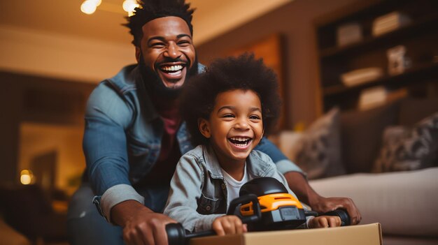 father and kid happy moment