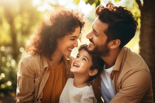 Father and mother holding daughter smiling Father's Day celebration image