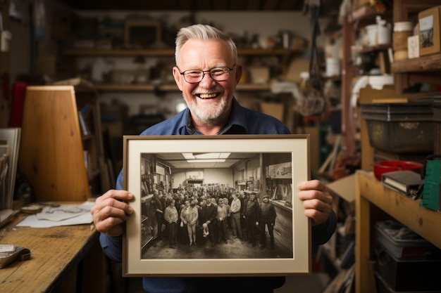 Father Receiving A Framed Family Photo Generative AI