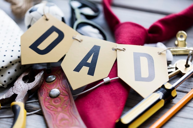 Father\'s day background with a gold dad banner