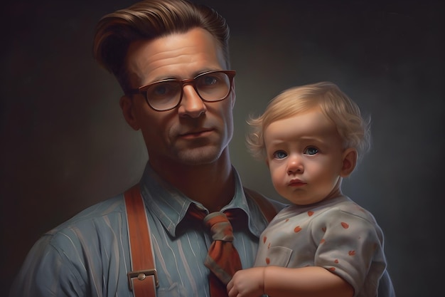 Father's day illustration of father with his child