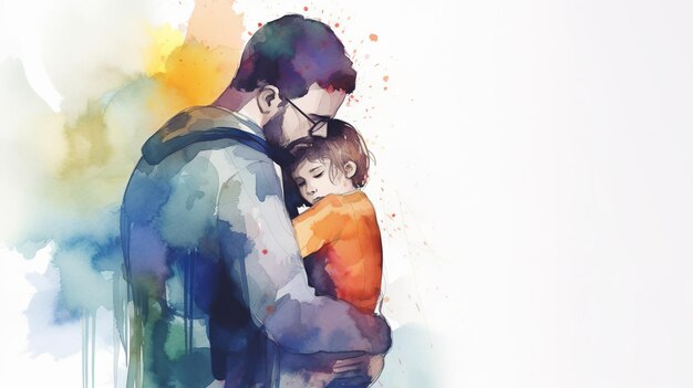 Father's Day illustration with copy space Generative Ai