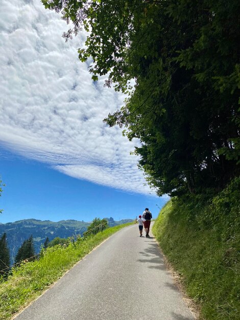 Father and son are on mountains