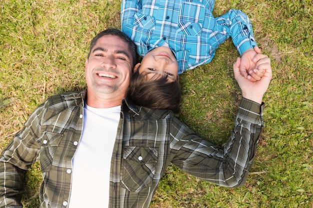 Father and son in the countryside