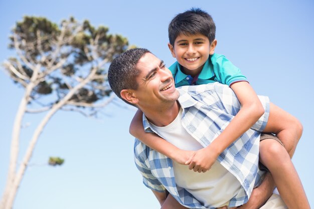 Father and son in the countryside