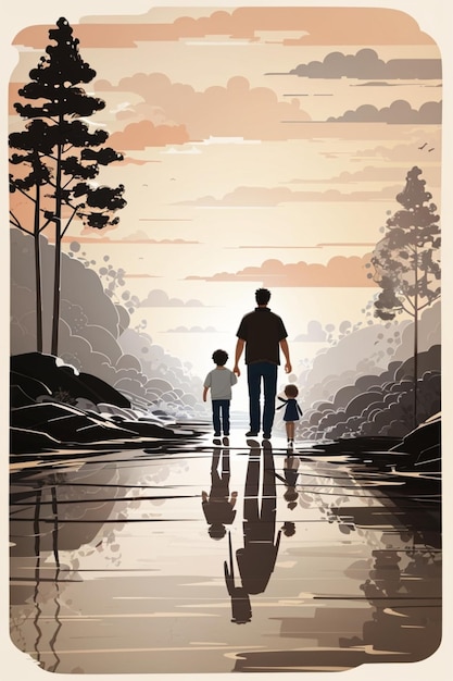 father and son design illustration