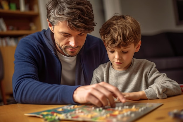 Father and Son Engaging in Intellectual Pursuits Generative AI