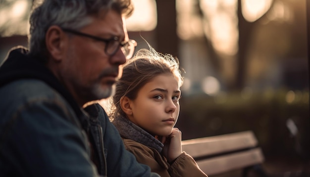 Father and son enjoying autumn day outdoors generated by AI