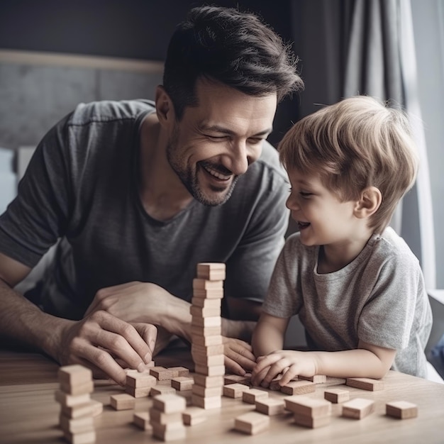 Father and son having a good time close up shot