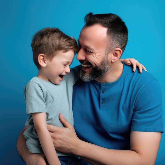 Father and son having a good time close up shot