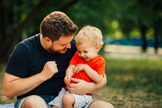 Father and son having a wonderful time together