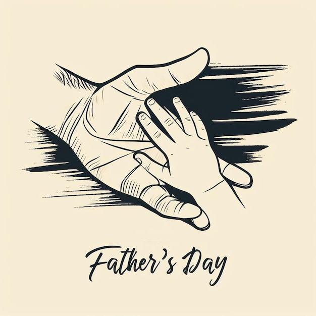 아버지와 아들은 손을 잡고 브러시 스 배경에서 행복한 아버지의 날을 축하합니다.