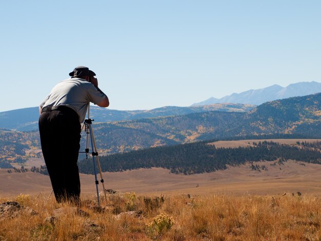 Father and son on hunting trip.