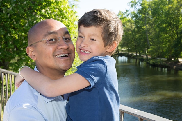 father and son of Indian origin in a park