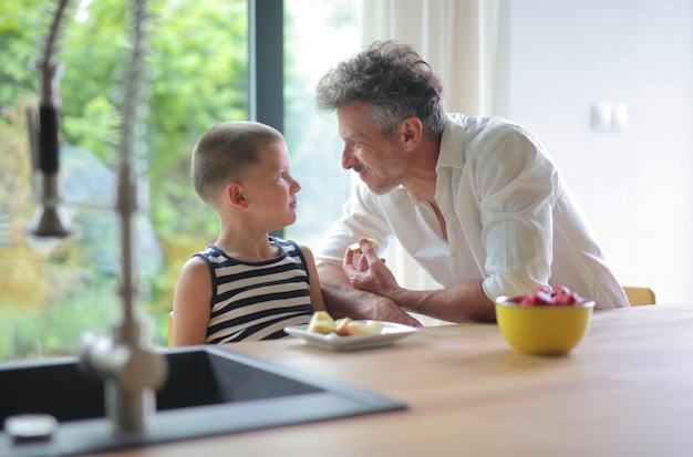 father and son in the kitchen