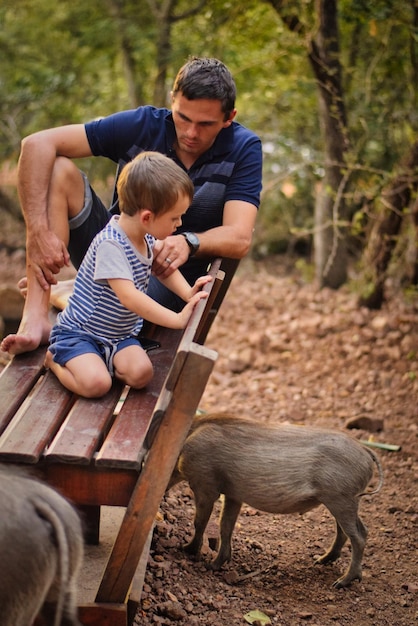 Photo father and son time in bushveld