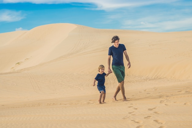 Father and son at the white desert