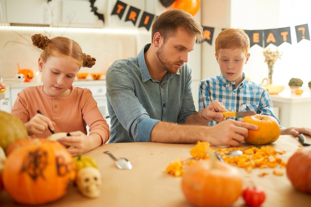 Father with children preparing for holiday