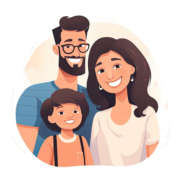 Photo father with family father's day vector art in cartoon flat style