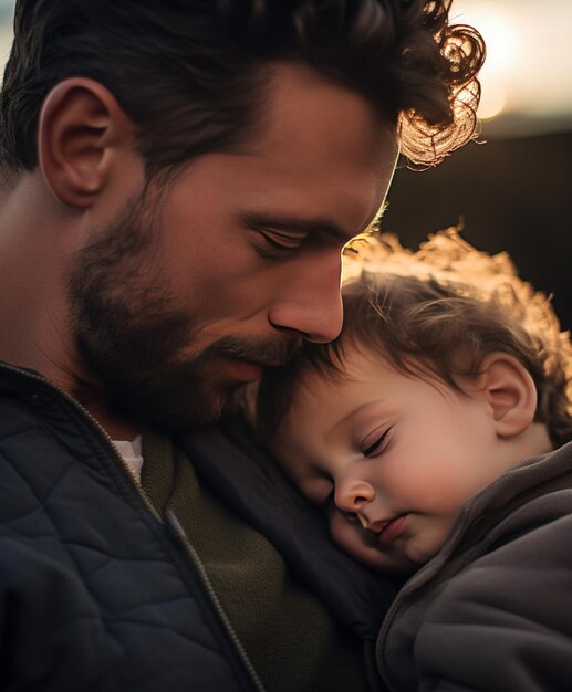 Father with his baby outdoors