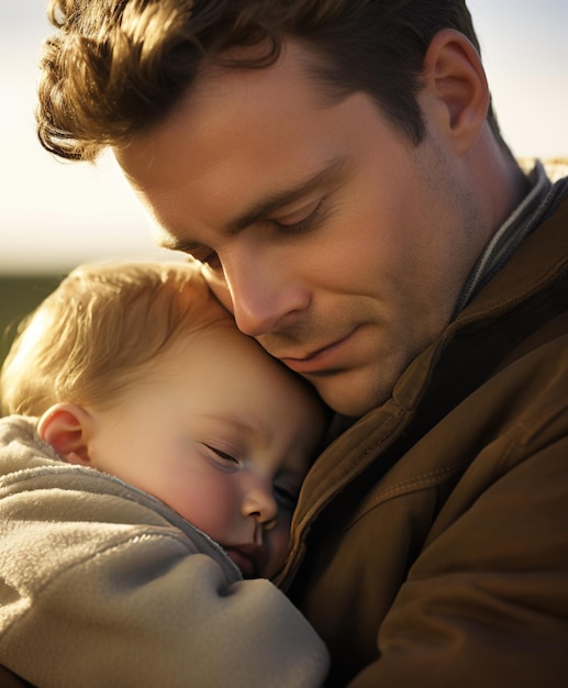 Father with his baby outdoors