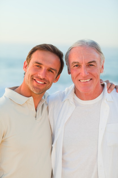 Father with his son at the beach