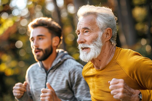 father with his son exercise in the park