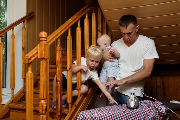 Father with a small child in his arms