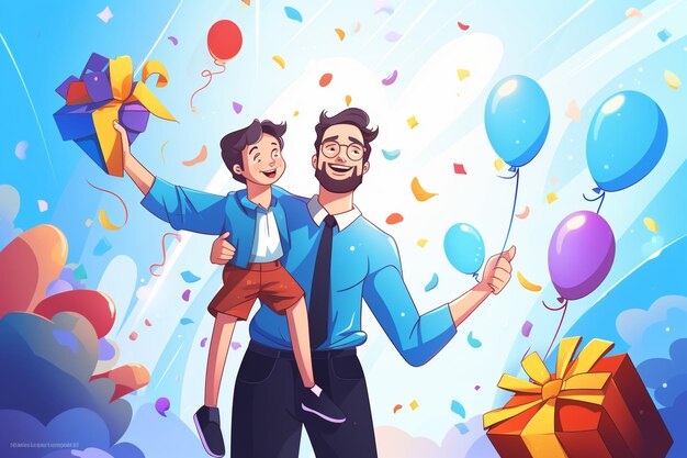 Photo fathers day celebration cartoon vector concept