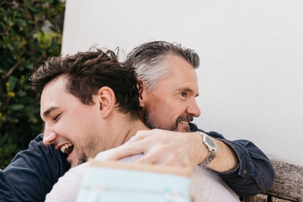 Photo fathers day concept with hug