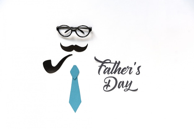 Fathers Day greeting card design with mustache, tie and glasses