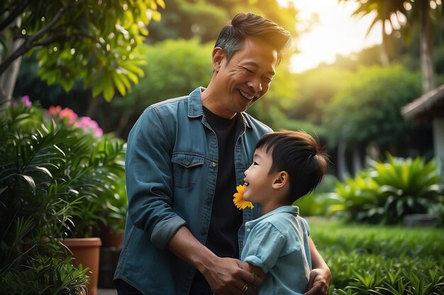 Fathers Day Happy Dad and Son Together