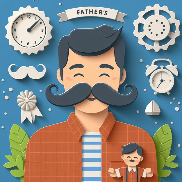 Fathers day illustratie platte achtergrond Generatieve Ai