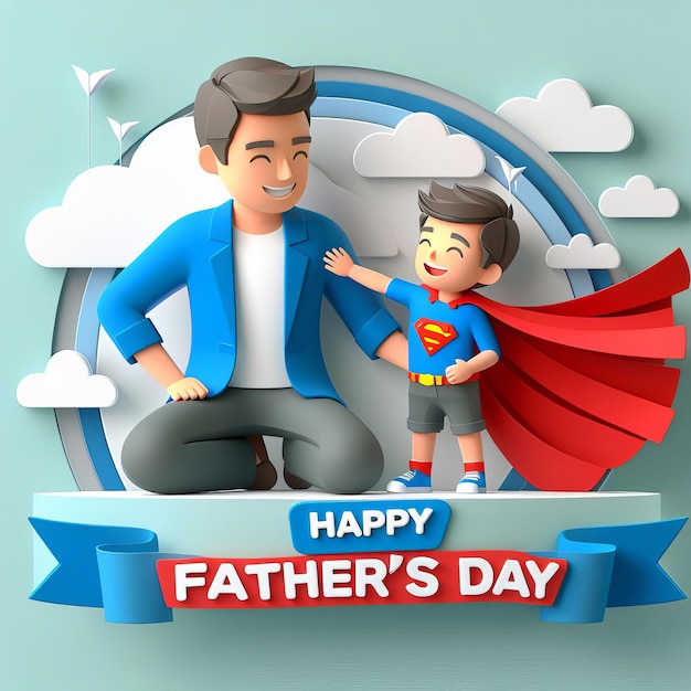 Fathers day illustration flat background Generative Ai