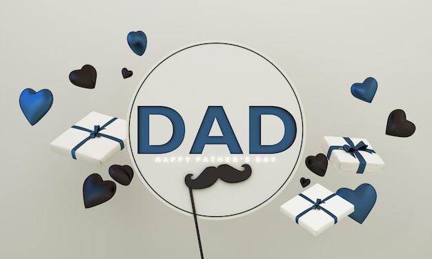 fathers day poster or banner template with necktie and heart shape on gray background greetings and presents for fathers dad promotion and shopping template for love dad 3d rendering