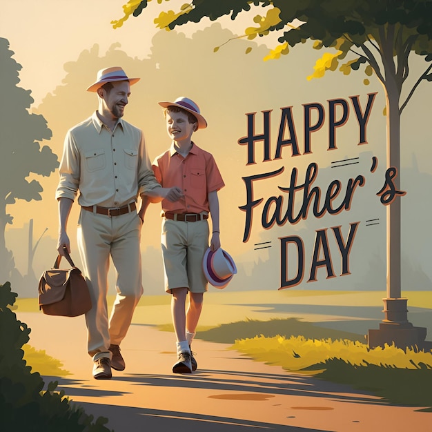 Photo fatherson bond sunset stroll happy fathers day