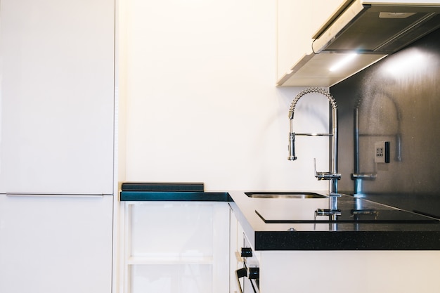 Faucet and sink decoration in kitchen room